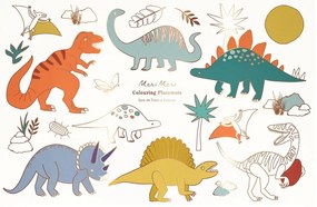 Tovagliette di carta in set da 8 pezzi 28x42,5 cm Dinosaurs - Meri Meri