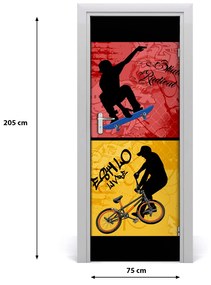Adesivo per porta Bicicletta e skateboard 75x205 cm