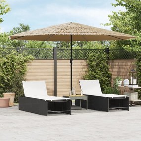 Ombrellone Giardino Led E Palo İn Acciaio Marrone 388x388x248cm /