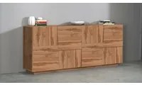 Credenza Ddambrosi, Buffet da soggiorno, Madia da salotto moderna con 4 ante, 200x44h86 cm, Rovere