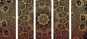 Quadri 5 pezzi – Mandala orientale dorato