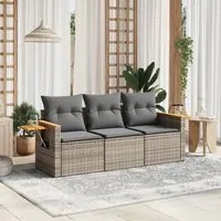 Set Divani da Giardino 3 pz con Cuscini Grigio in Polyrattan 3259001