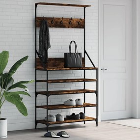 Appendiabiti Con Porta Scarpe Rovere Fumo 90x34x184 Cm /