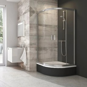 Ravak Blix box doccia 90x90 cm semicircolare bianco lucida/vetro con motivo 3B270140ZG