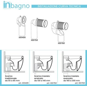 Wc filomuro Rimless Mirto con scarico traslato a pavimento o a parete