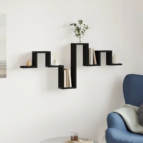 Scaffale a parete nero 104,5x10x43 cm in legno multistrato
