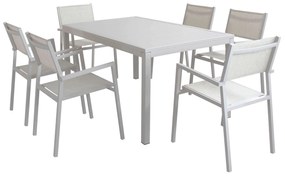 OMEN - set tavolo da giardino 150x90 compreso di 6 poltrone in alluminio