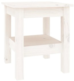Tavolino da salotto bianco 35x35x40 cm legno massello di pino