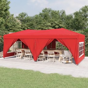 Tenda Per Feste Pieghevole Con Pareti Laterali Rosso 3x6 M /