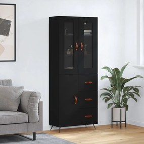Credenza Nera 69,5x34x180 Cm İn Legno Multistrato /