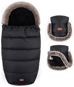 PETITE&MARS - SET Coprigambe per bambini 4in1 COMFY + stroller mano muffs Forever Black