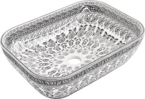 Mexen Rita lavabo da appoggio 45 x 32 cm, bianco/motivo nero - 21084586