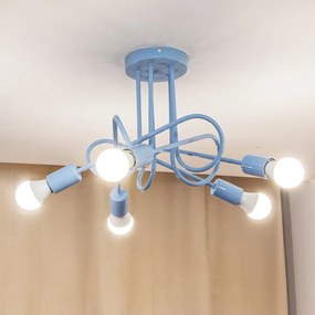 Lampadario a plafone OXFORD 5xE27/15W/230V blu