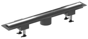 Canalina doccia 70 cm in alluminio reversibile scarico centrale, sifone e piletta inclusi