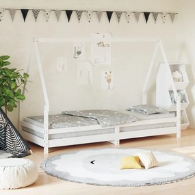 Giroletto Per Bambini Bianco 90x200cm İn Legno Massello Di Pino /