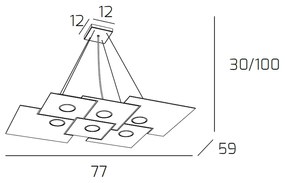 Sospensione Moderna Plate Metallo Sabbia 6 Luci Gx53