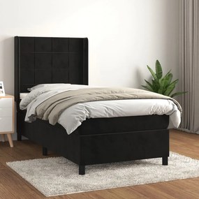 Giroletto A Molle Con Materasso Nero 100x200 Cm İn Velluto /