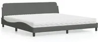 Letto con Materasso Grigio Scuro 200x200 cm in Tessuto 3208465