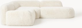 Divano angolare componibile 4 posti con chaise longue in teddy Wolke