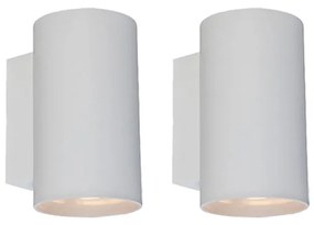 Set di 2 lampade da parete moderne bianche rotonde 2 luci - Sandy
