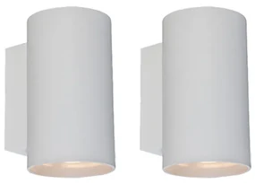 Set di 2 lampade da parete moderne bianche rotonde 2 luci - Sandy