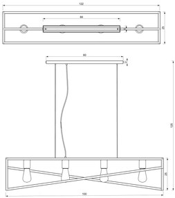 Lampadario a sospensione con filo GOTE 4xE27/60W/230V