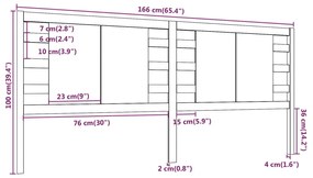 Testiera per Letto Grigia 166x4x100cm in Legno Massello di Pino