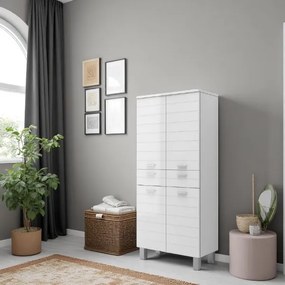 Colonna bagno RIGO con ante e cassetti 69x34 Bianco Lucido