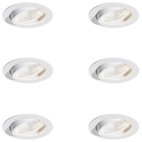 Set di 6 faretti da incasso bianchi 9,5 cm con LED 1300 lm dimmerabili IP23 - Gaius