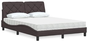 Letto Con Materasso Marrone Scuro 140x200cm Tessuto /