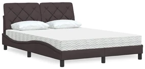 Letto Con Materasso Marrone Scuro 140x200cm Tessuto /