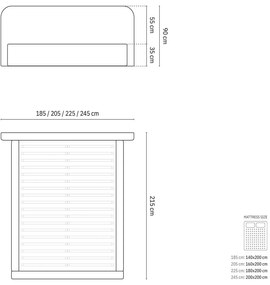 Letto matrimoniale imbottito bianco con contenitore e rete inclusi 180x200 cm Elizabeth – Micadoni