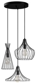 Lampadario a sospensione con filo MEZOPOTAMYA 3xE27/40W/230V nero