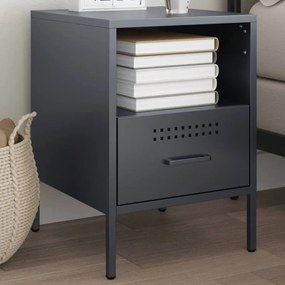 Comodino Antracite 36x39x50,5 Cm İn Acciaio /