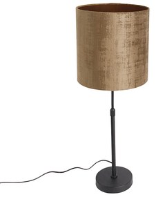 Lampada da tavolo nera con paralume in velluto marrone 25 cm regolabile - Parte
