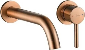 REA-B4600 - Miscelatore da lavabo per installazione ad incasso LUNGO, finitura rame spazzolato