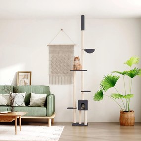 Albero Per Gatti Pavimento Soffitto Grigio Scuro 258,5-284,5 Cm /