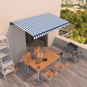 Tenda Da Sole Retrattile Manuale 400x350 Cm Blu E Bianca /