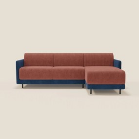 Narciso divano letto angolare con materasso alto 18 cm e penisola contenitore in tessuto bicolore impermeabile T11 e T06