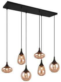Lampada a sospensione nero-arancio con paralume in vetro Lumina - Trio