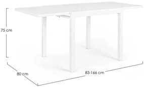 Tavolo allungabile PELAGIUS in alluminio bianco 83&#215;80 cm &#8211; 166&#215;80 cm