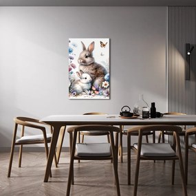 Quadro su tela – Dolci coniglietti tra i fiori