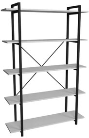 Libreria 5 Ripiani Stile Industrial 120x34x180 Jonah Bianca