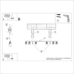 Applique da soffitto KARBON 6L in Alluminio 6xGU10