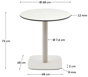 Kave Home - Tavolo rotondo per esterno Dina bianco con gamba in metallo rifinita in bianco Ã˜ 68x70cm