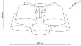 Brilagi - Lampadario a montaggio superficiale LATTE SABIA 5xE27/15W/230V pino/bianco