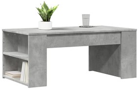 Tavolino salotto grigio cemento 102x55x42 cm legno multistrato