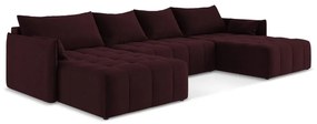 Divano angolare burgundy allungabile/con contenitore (a U) Moku – Makamii
