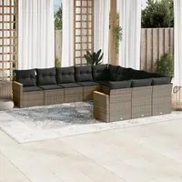 Set Divani da Giardino 11 pz con Cuscini in Polyrattan Grigio 3258833