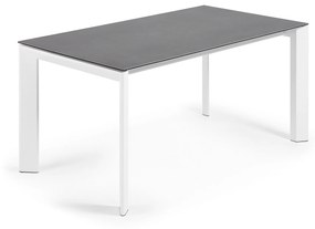 Kave Home - Tavolo allungabile Axis in porcellanato Vulcano Roca gambe bianche 160 (220) cm